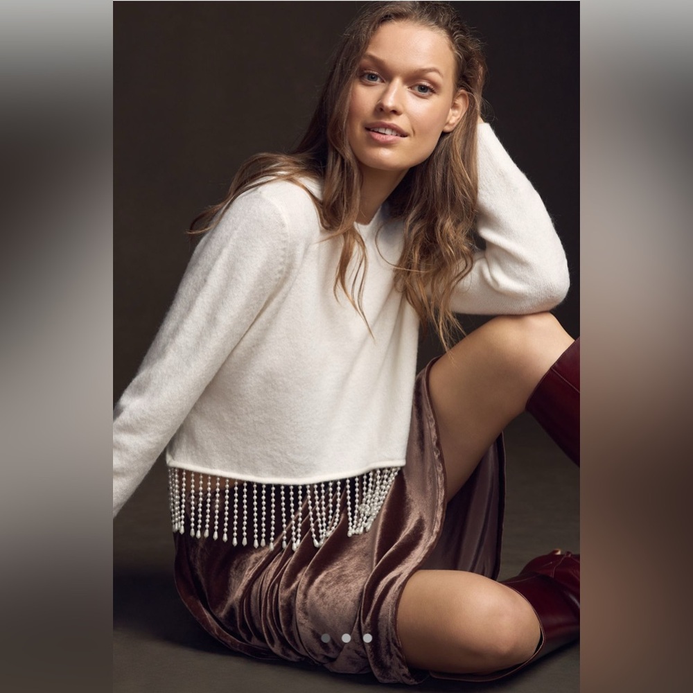 NWT Line and Dot x Anthropologie Pearl Trim Sweater